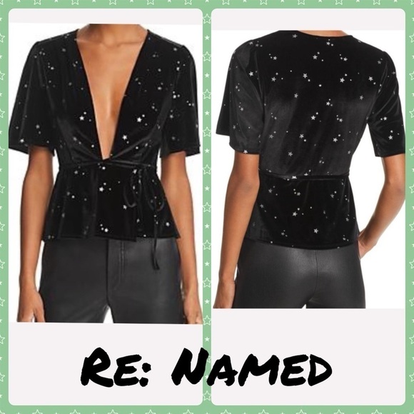 Re: Named Velvet Star-print Wrap Top Black/silver - Picture 1 of 12